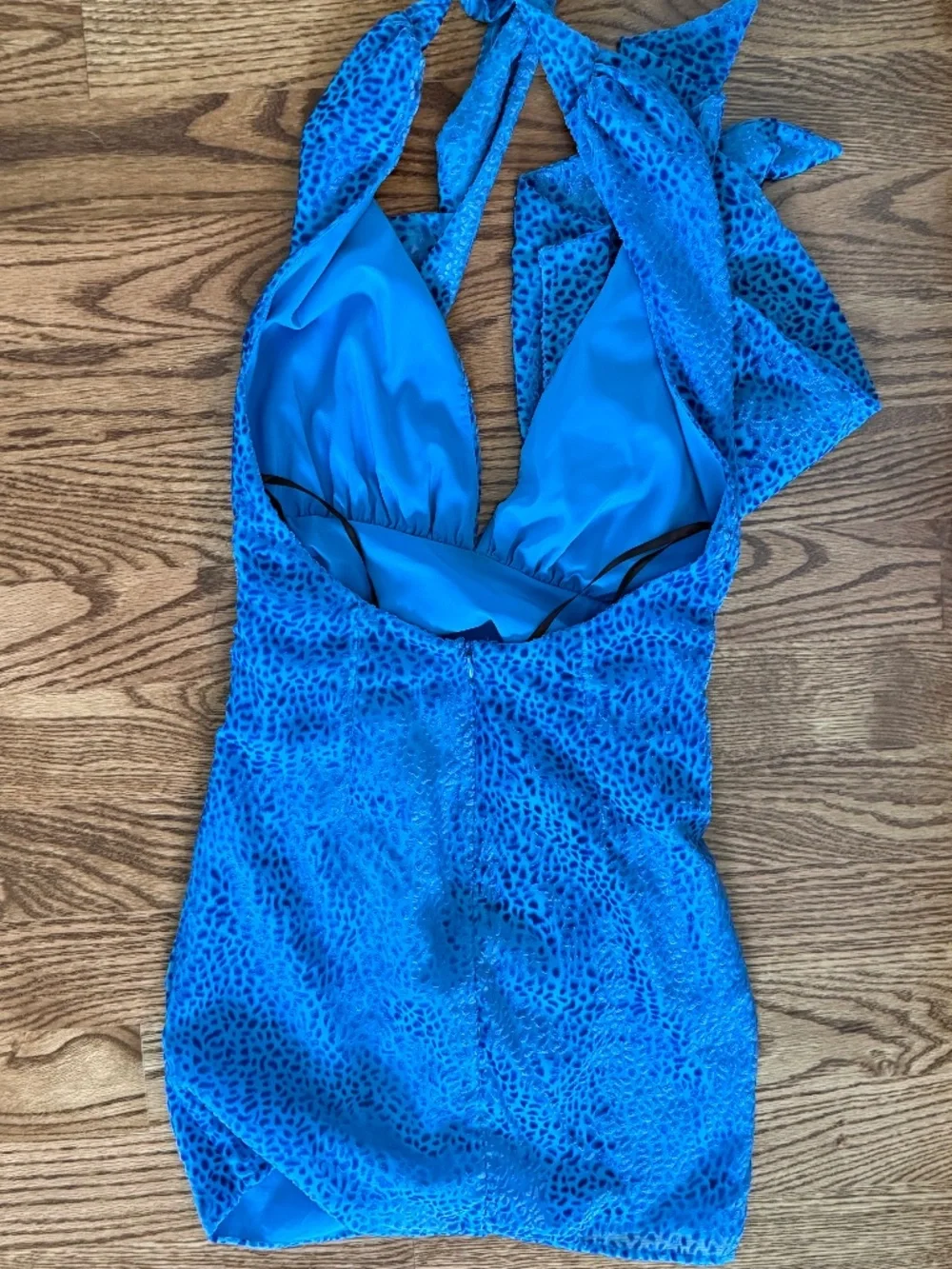 NEW NBD Pari Mini Dress in Blue Leopard Size Small